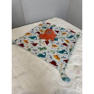 Mary Meyer Dinosaur Lovey Security Blanket Orange Blue Ribbed Corduroy Fleece